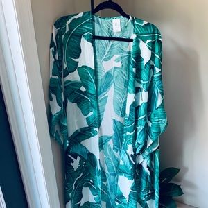 Amazon tropical leaf print cover up
